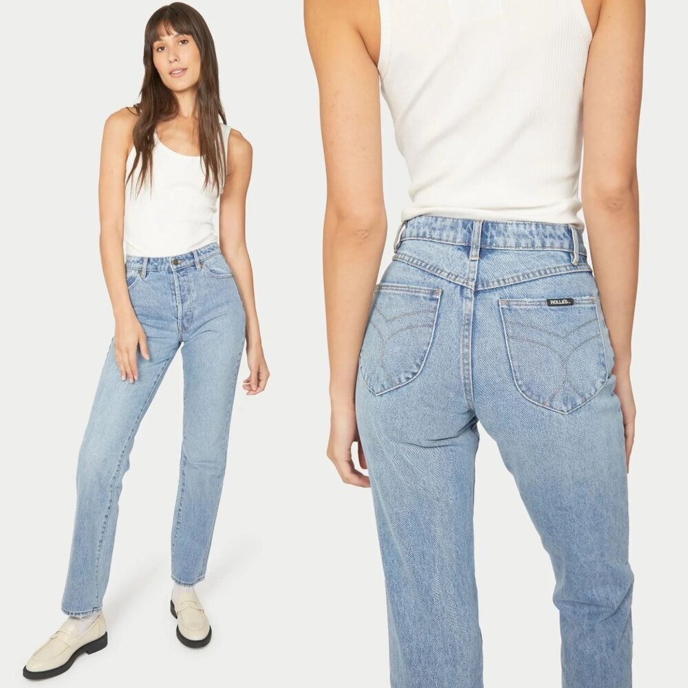 ROLLA'S Women's High-Rise Straight Leg Jeans - Light Blue Denim